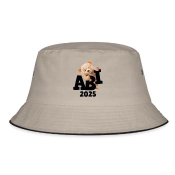 Teddy Abi Abitur Abschluß Teddybär Geschenk - Bucket Hat - Khaki/Schwarz - Vorne