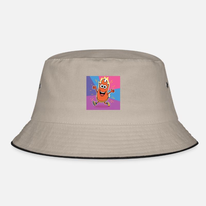 Flame Buddy Run Bright Cartoon Bucket Hat