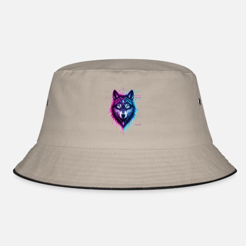 Neon-Wolf Kristallkrone - Bucket Hat - Khaki/Schwarz