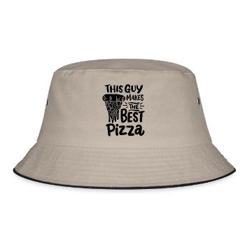 This guy makes the best pizza - Bucket Hat - Khaki/Schwarz - Vorne