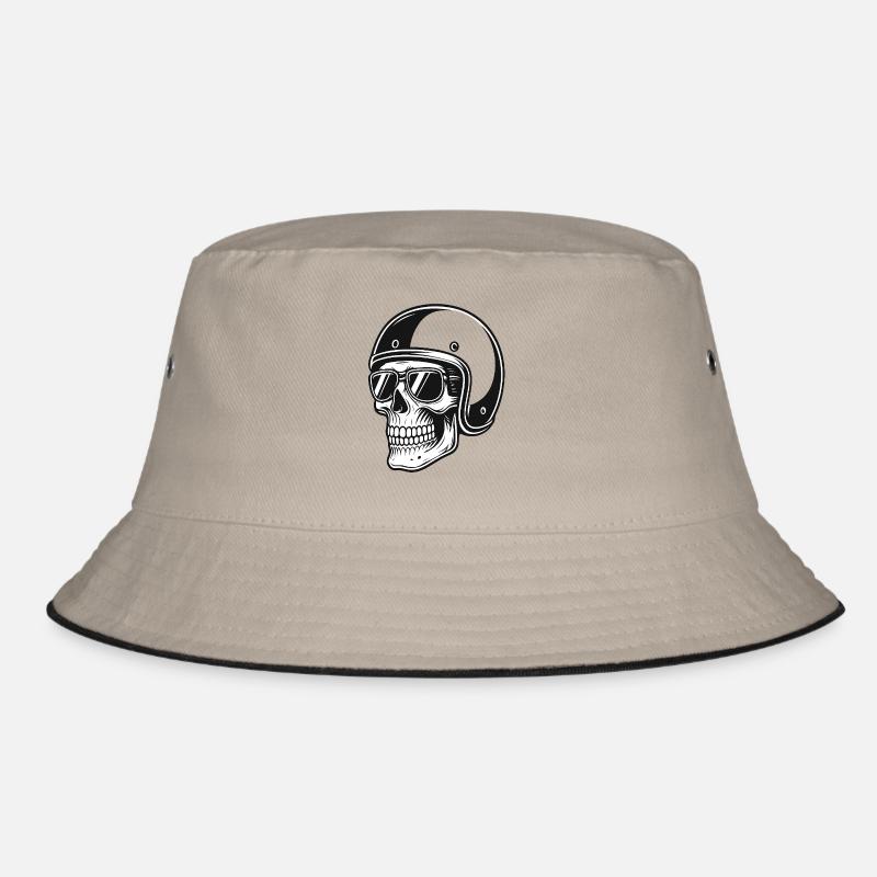 Skeleton biker with helmet image - Bucket Hat - khaki/black