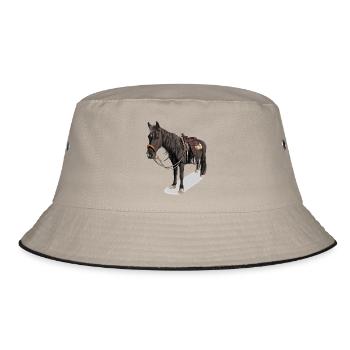 Pferd // Illustration - Bucket Hat - Khaki/Schwarz - Vorne