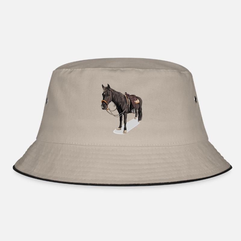 Pferd // Illustration - Bucket Hat - Khaki/Schwarz