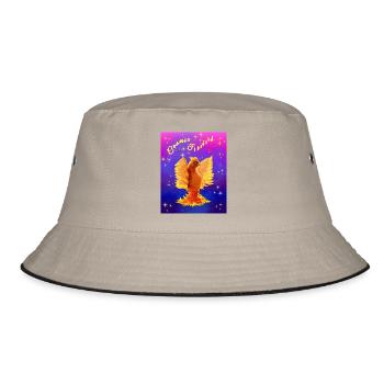 Ein orangefarbener kosmischer Cyber-Vogel - Bucket Hat - Khaki/Schwarz - Vorne