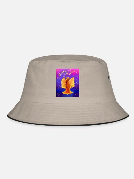 Ein orangefarbener kosmischer Cyber-Vogel - Bucket Hat - Khaki/Schwarz - Vorne