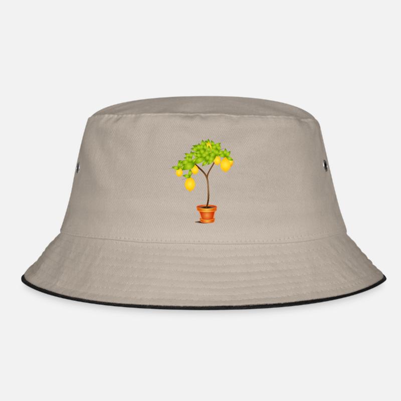 Mediterranean lemon tree motif in pot Bucket Hat