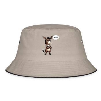 Nein Esel Eselchen Eselhalter Muli Langohresel - Bucket Hat - Khaki/Schwarz - Vorne
