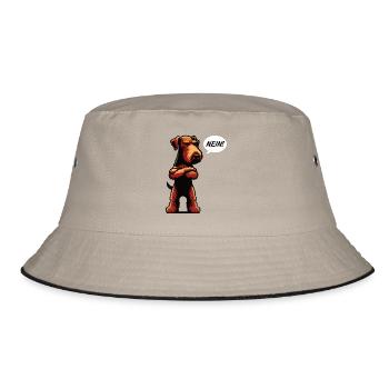 Nein Airedale Terrier Airedales Airedalebesitzer - Bucket Hat - Khaki/Schwarz - Vorne