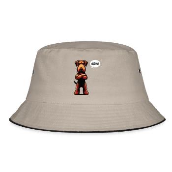 Nein Airedale Terrier Airedales Airedalebesitzer - Bucket Hat - Khaki/Schwarz - Vorne