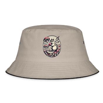 Chipmunk Eating a Turnip Illustration - Bucket Hat - khaki/black - Front