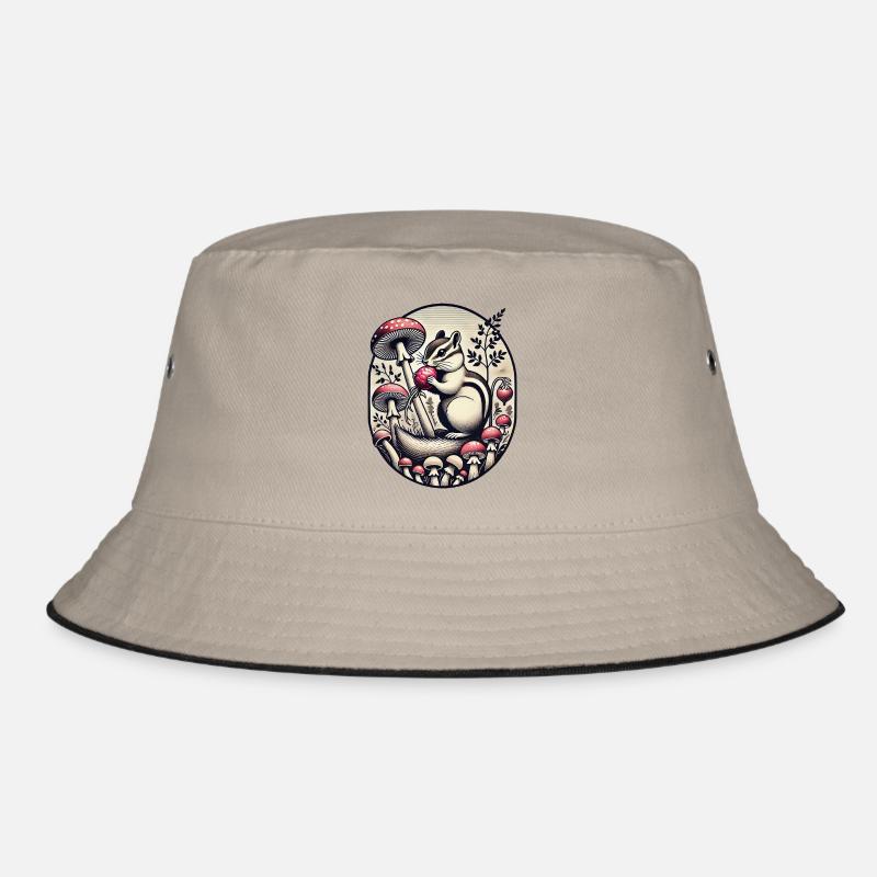 Chipmunk Eating a Turnip Illustration Bucket Hat