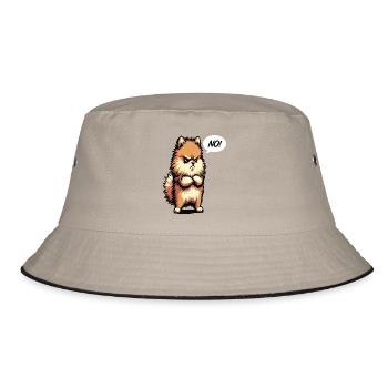 No Pomeranian Dwarf Spitz Dwarf Spitz Holder Spitz - Bucket Hat - khaki/black - Front