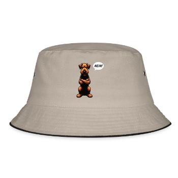 Nein Airedale Terrier Airedales Airedalebesitzer - Bucket Hat - Khaki/Schwarz - Vorne