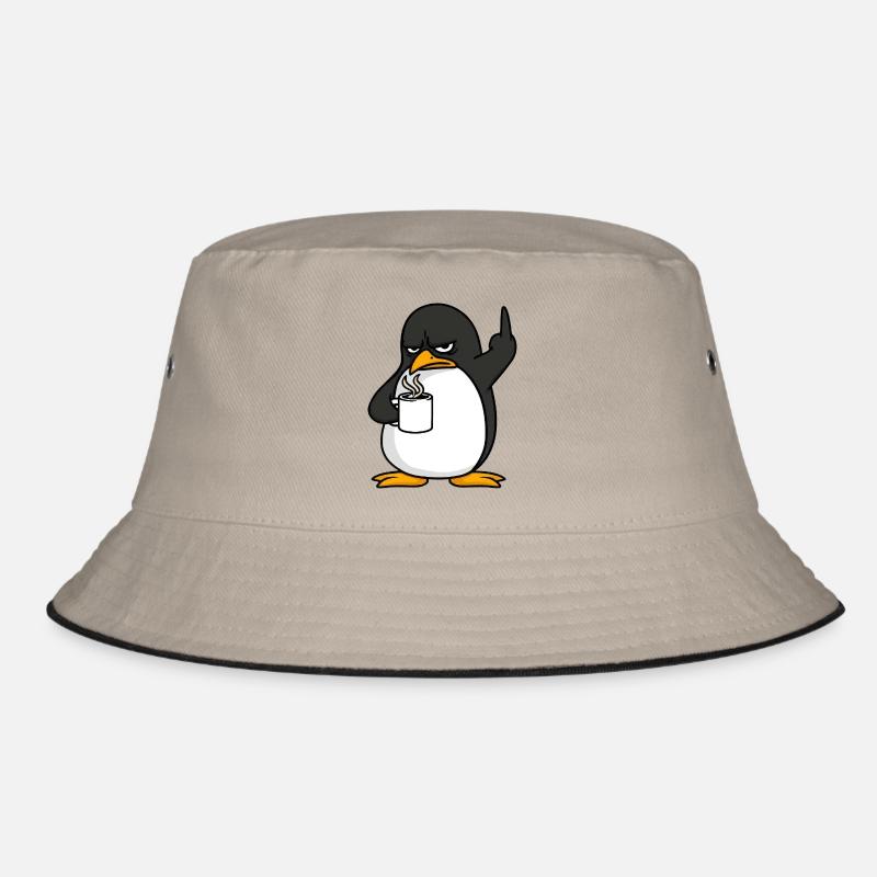 Penguin Coffee Coffee Lover Office Middle Finger Bucket Hat