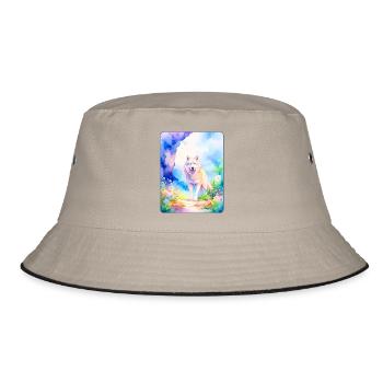 Loup blanc entouré de fleurs - Bob - kaki/noir - Devant