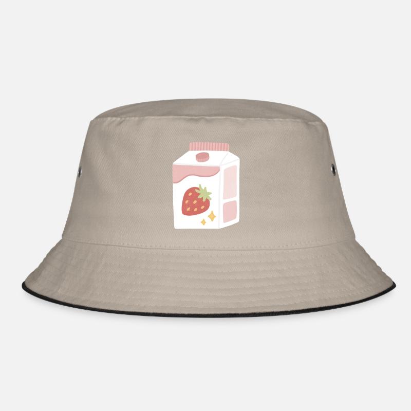 Strawberry Milk Box Illustration Bucket Hat
