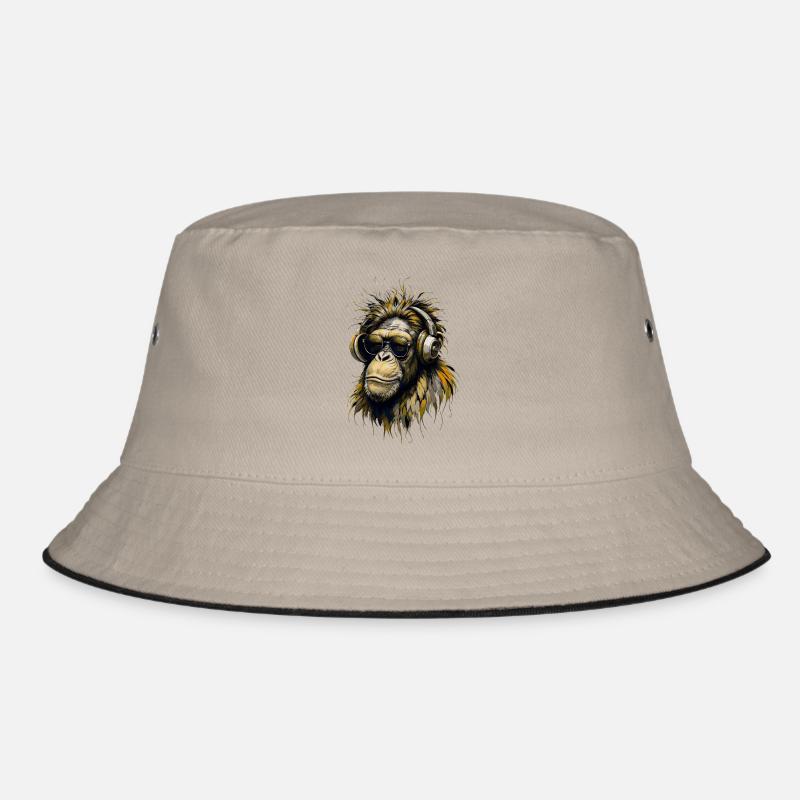 Cooler Affe mit Kopfhörern Bucket Hat