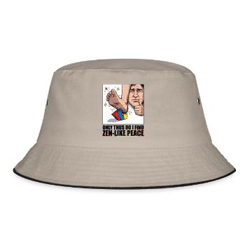 Baustein Schmerz Zen Meme - Bucket Hat - Khaki/Schwarz - Vorne