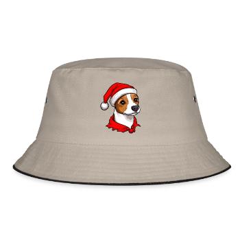 Jack Russell Terrier Weihnachten - Bucket Hat - Khaki/Schwarz - Vorne