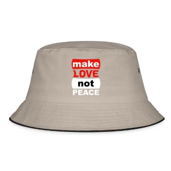 Make Love Not Peace - Bucket Hat - Khaki/Schwarz - Vorne