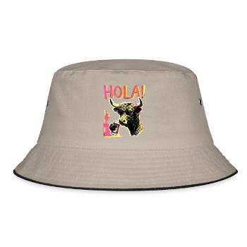 Hallo Kuh Bier Rindvieh - Bucket Hat - Khaki/Schwarz - Vorne