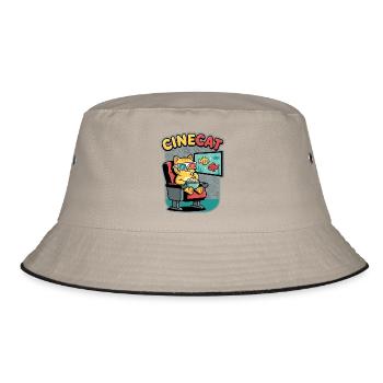 CineKat Cinema Cat Popcorn - Bucket Hat - khaki/black - Front