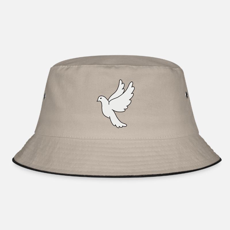 White Dove Silhouette - Bucket Hat - khaki/black