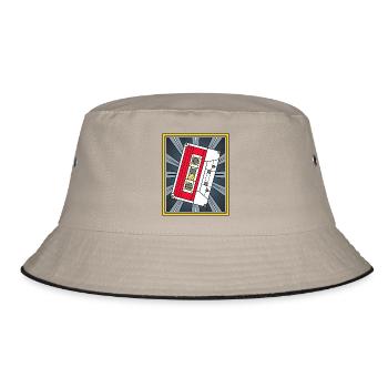Buntglas-Kassettenbandillustration - Bucket Hat - Khaki/Schwarz - Vorne