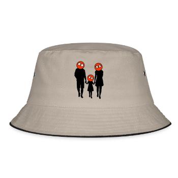 Familie Silhouette Liebe Kinder Eltern Mama Papa - Bucket Hat - Khaki/Schwarz - Vorne