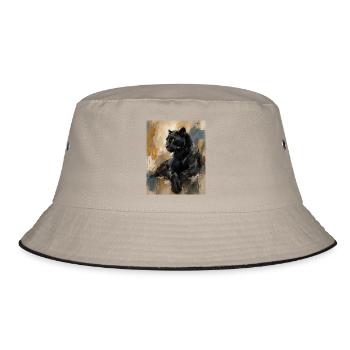 Sitzende Panther - Bucket Hat - Khaki/Schwarz - Vorne