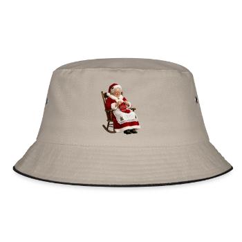 Festliche Strickerin Mrs. - Bucket Hat - Khaki/Schwarz - Vorne