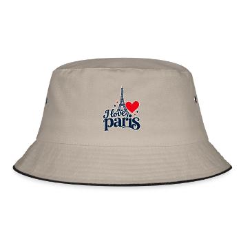 Ich liebe Paris - Bucket Hat - Khaki/Schwarz - Vorne