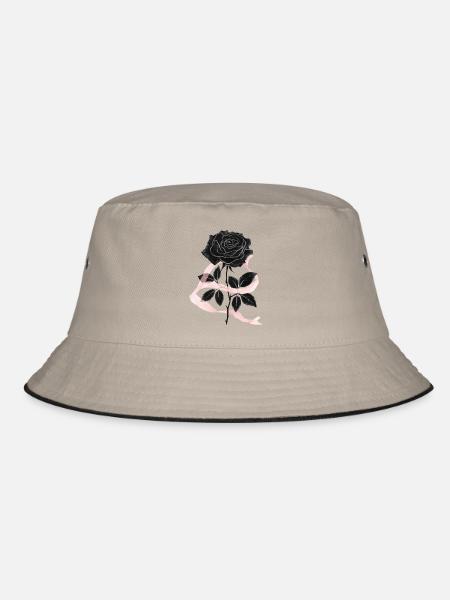 Schwarze Rose und rosa Band - Bucket Hat - Khaki/Schwarz