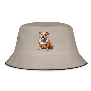 Bulldoggen-Hundesitting - Bucket Hat - Khaki/Schwarz - Vorne
