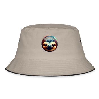 Colorful Abstract Sloth, Creative Animal Design - Bucket Hat - khaki/black - Front