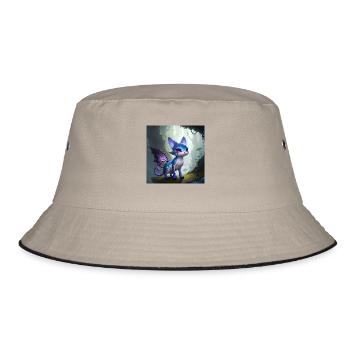 Alien cat with wings, Fantastic - Bucket Hat - khaki/black - Front