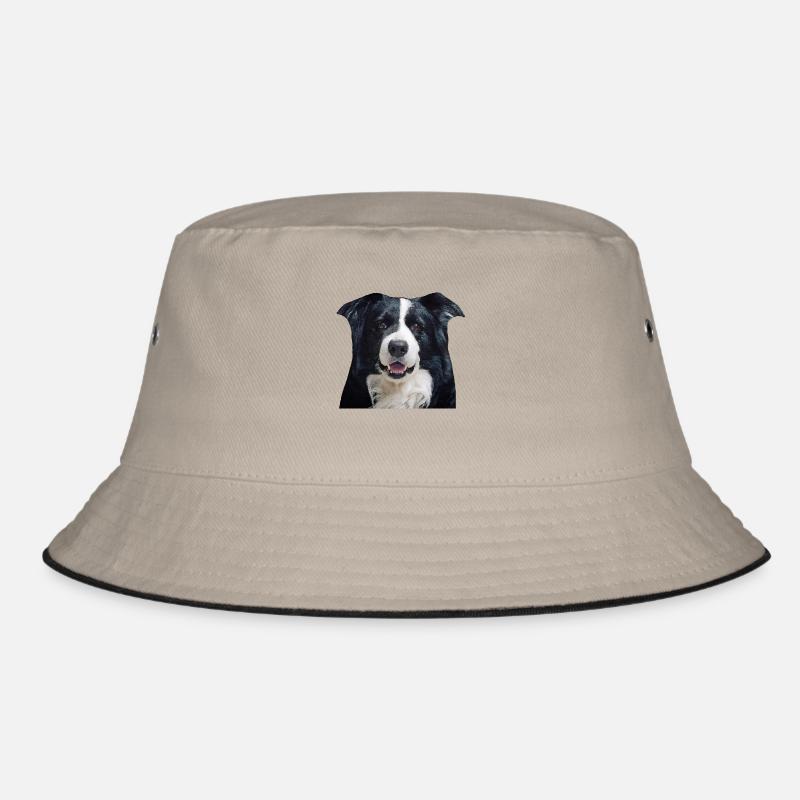 Border Collie - Bucket Hat - khaki/black