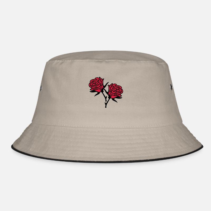 roses4 - Bucket Hat - khaki/black