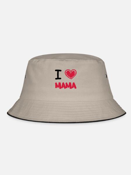 i_love_mama_2 - Bucket Hat - Khaki/Schwarz - Vorne