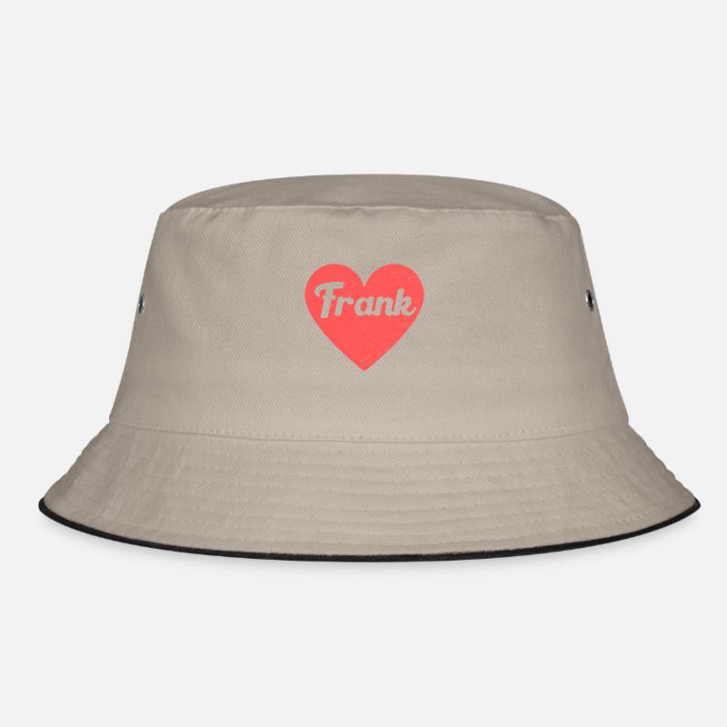 Frank Name Rotes Herz Liebe Fan Retro Bucket Hat