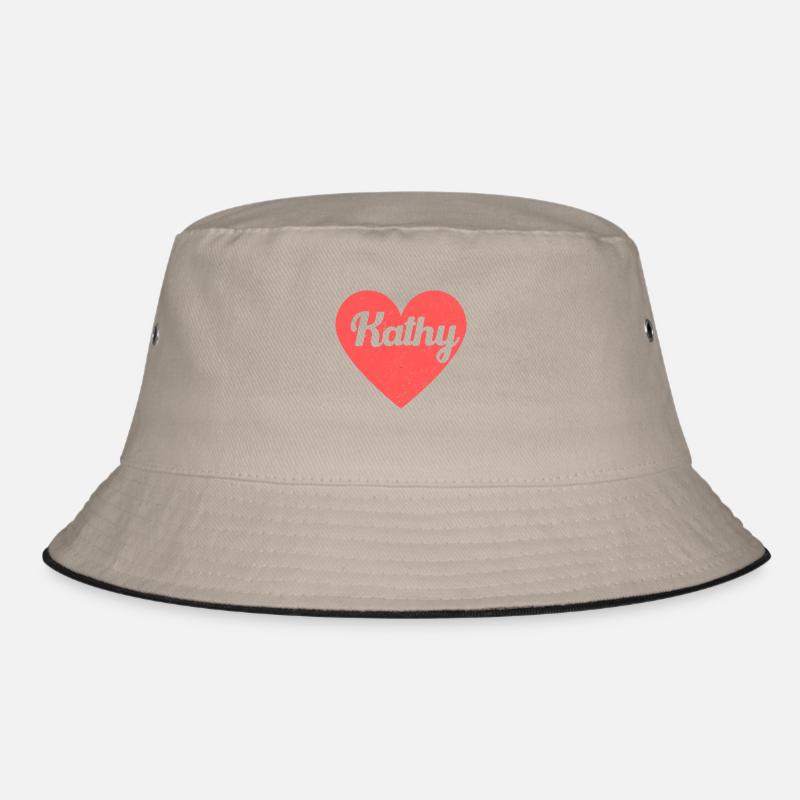Kathy Name Rotes Herz Liebe Fan Retro Bucket Hat