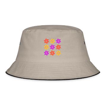 Rosenblüte Lebendiges geometrisches Kaleidoskop - Bucket Hat - Khaki/Schwarz - Vorne