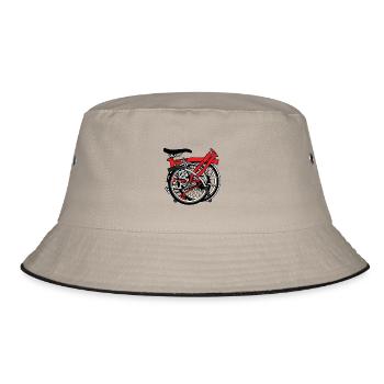 Brompton Bicycle ready to be transported. - Bucket Hat - khaki/black - Front
