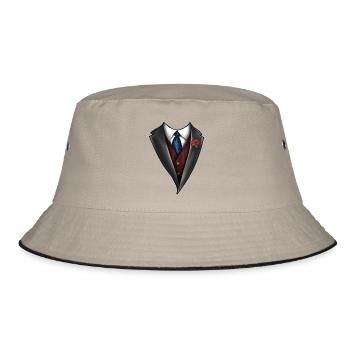 Tuxedo Tie Designs Tie blue - Bucket Hat - Khaki/Schwarz - Vorne