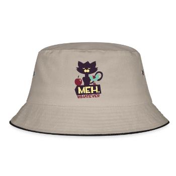 Katze - Vogel - Tiere Haustier niedlich - whatever - Bucket Hat - Khaki/Schwarz - Vorne