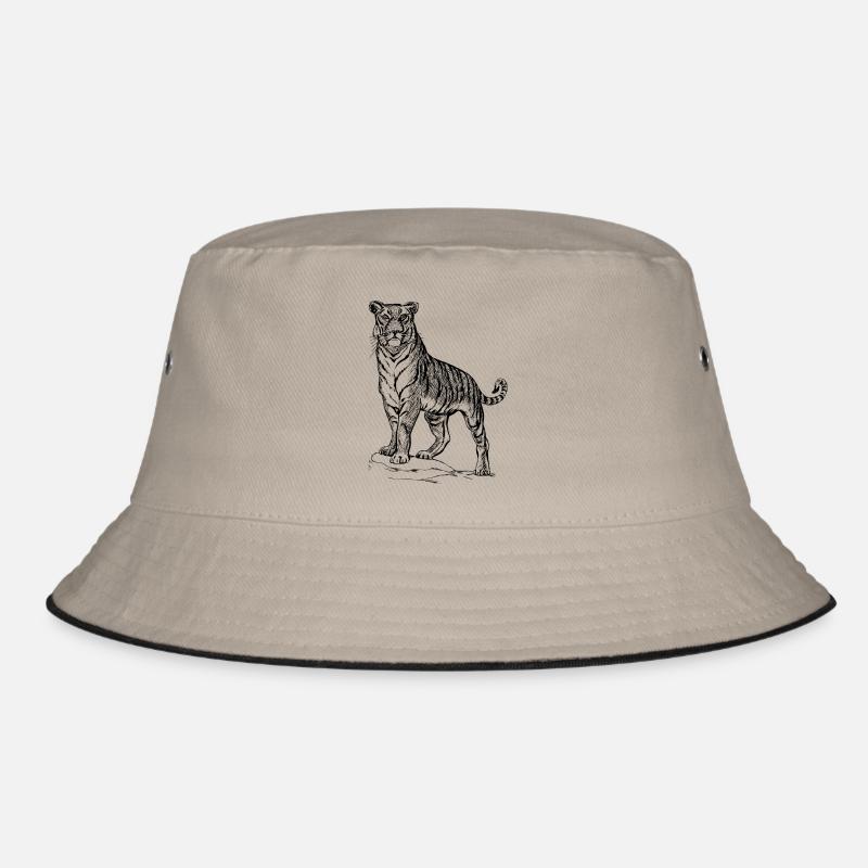 Tiger black and withe - Bucket Hat - Khaki/Schwarz