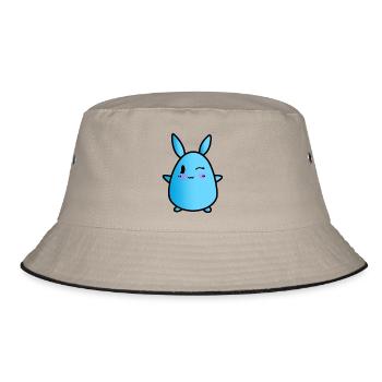 Chibi Anime Bunny Eyebrow T-Shirt - Bucket Hat - khaki/black - Front