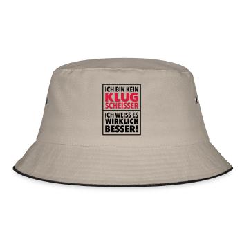 Klugscheißer Besserwisser Schlaumeier Genie genial - Bucket Hat - Khaki/Schwarz - Vorne