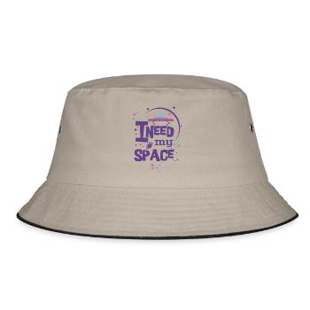 LILA ICH BRAUCHE MEIN PLATZ - UFO Sprüche Shirt - Bucket Hat - Khaki/Schwarz - Vorne