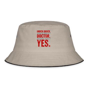 "Knock Knock! Doctor Who?" Design - Bucket Hat - Khaki/Schwarz - Vorne